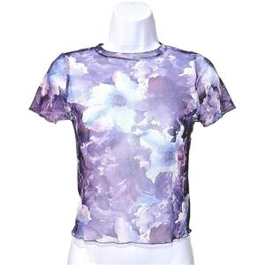 Reformation Sheer Mesh Floral Crop Top XS Festival Fairy Coquette Rave Indie Y2K